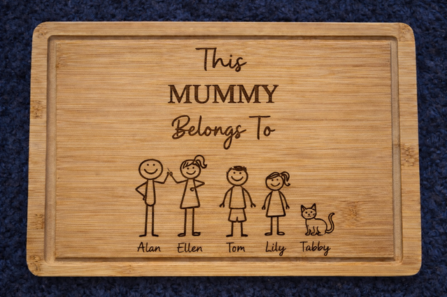 Personalised “This Mummy Belongs To” Engraved Chopping Board – Family & Pet Gift