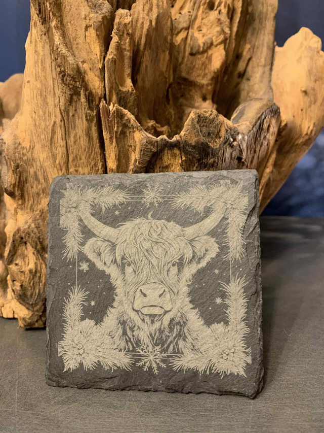4 x Christmas Slate Coasters