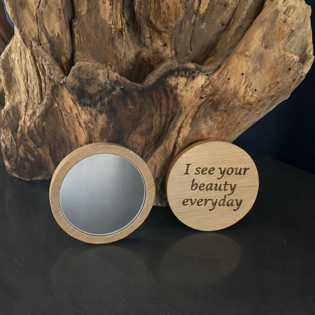 Personalised Engraved Wooden Compact Mirror
