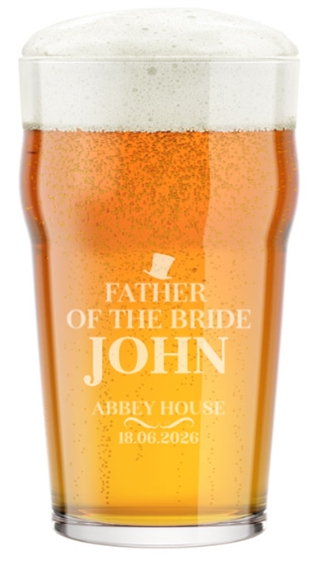 Personalised Wedding Engraved Pint Glass 🍺