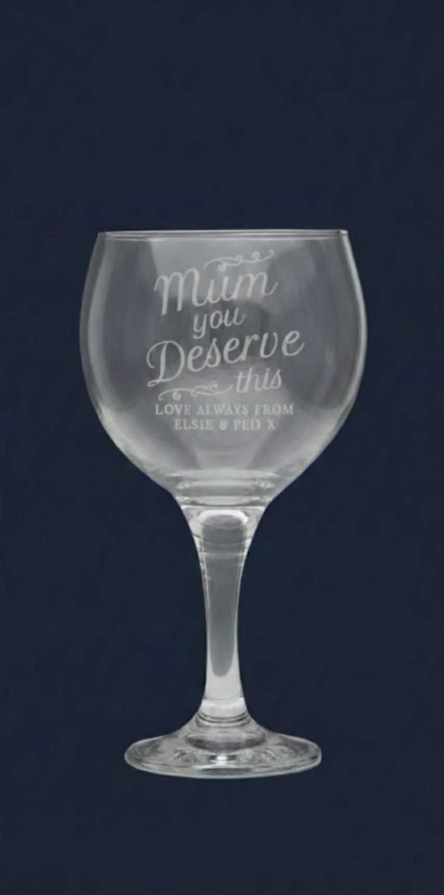Personalised Engraved Gin Glass – “Mum You Deserve This” Mother’s Day Gift