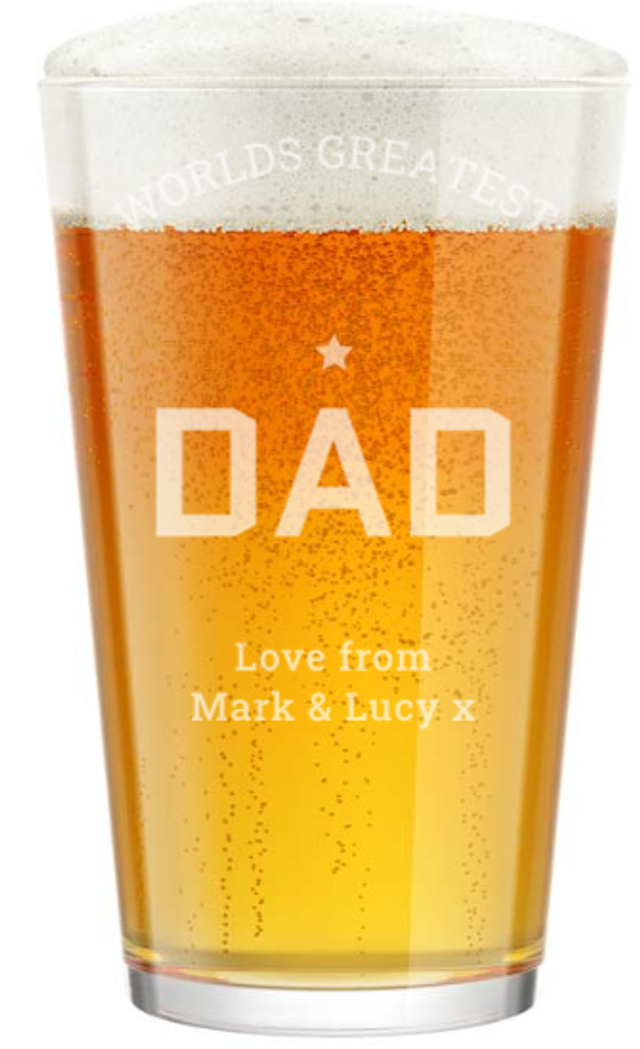Personalised Fathers Day Engraved Pint Glass 🍺