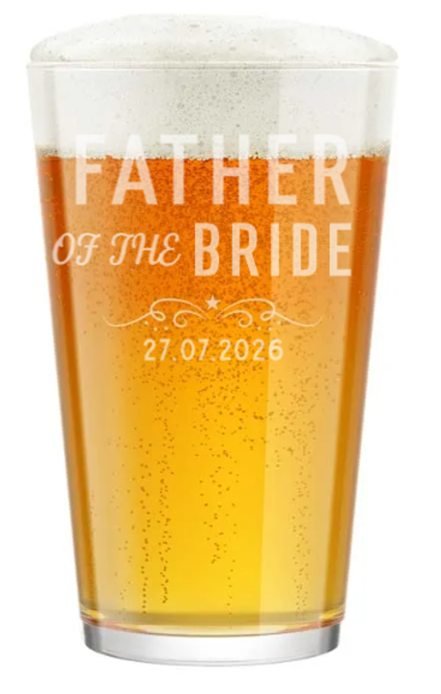 Personalised Wedding Engraved Pint Glass 🍺