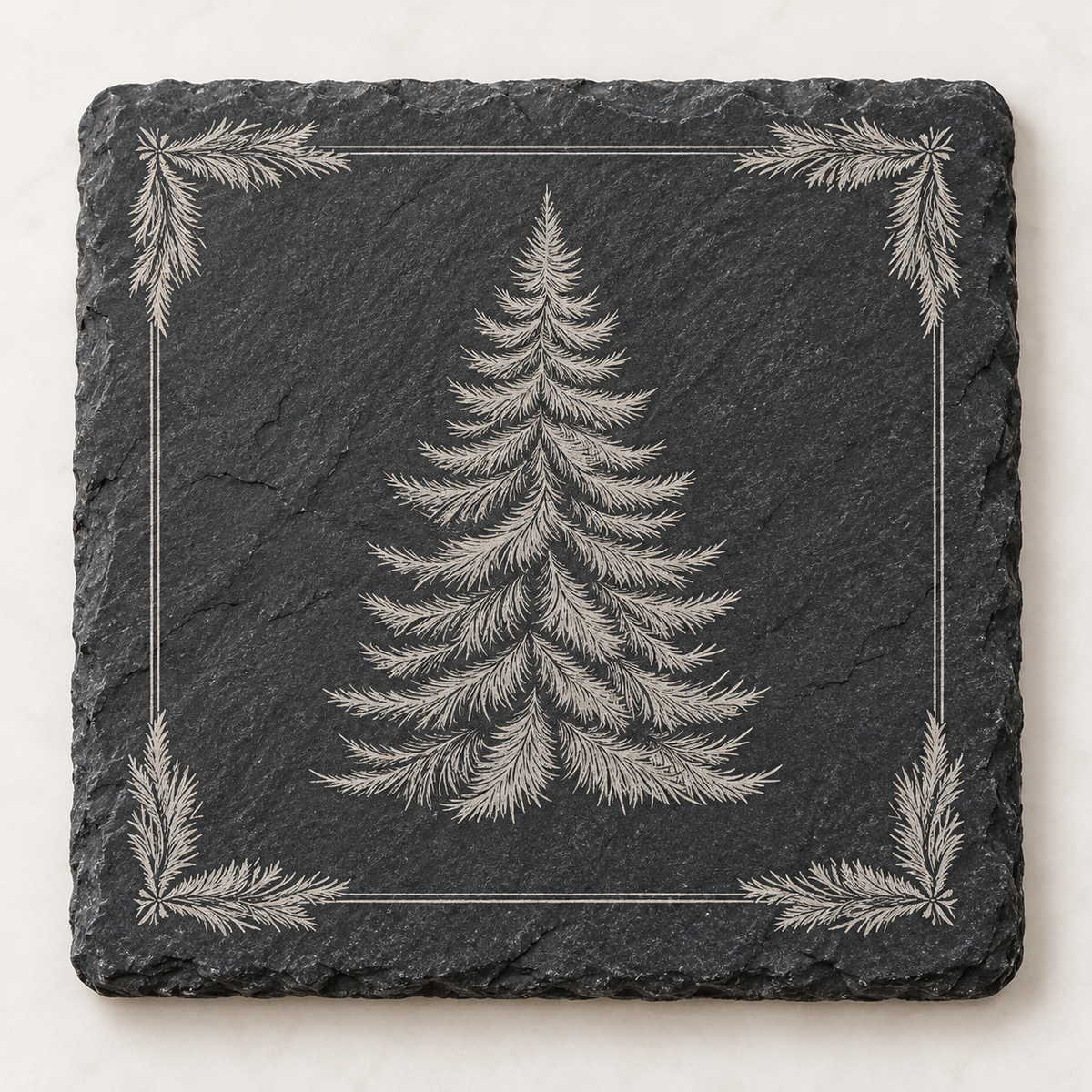 Minimal Christmas Tree Slate Coaster