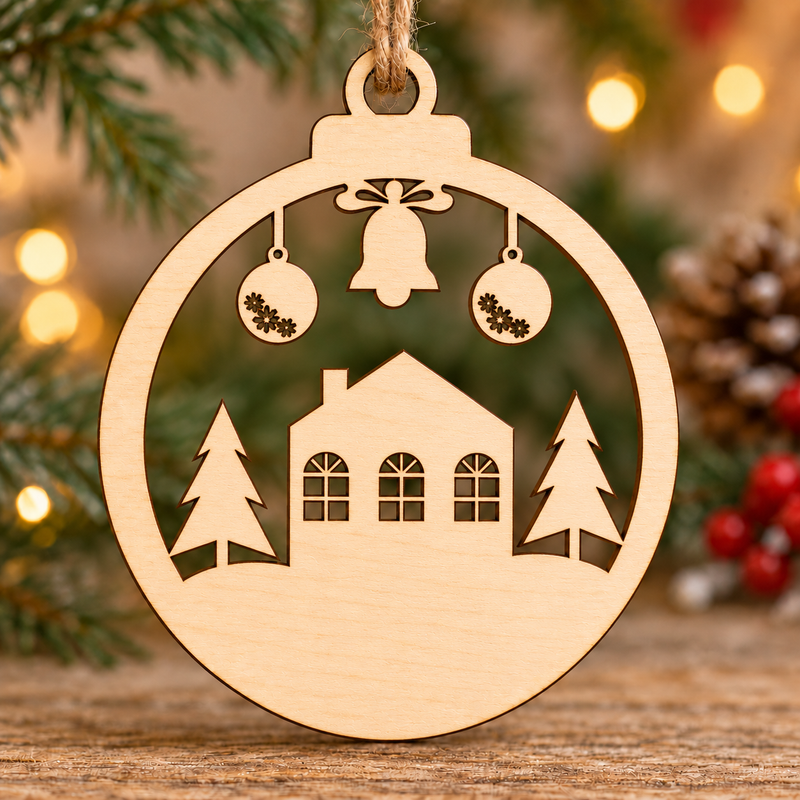 Personalised Christmas House & Bells Bauble