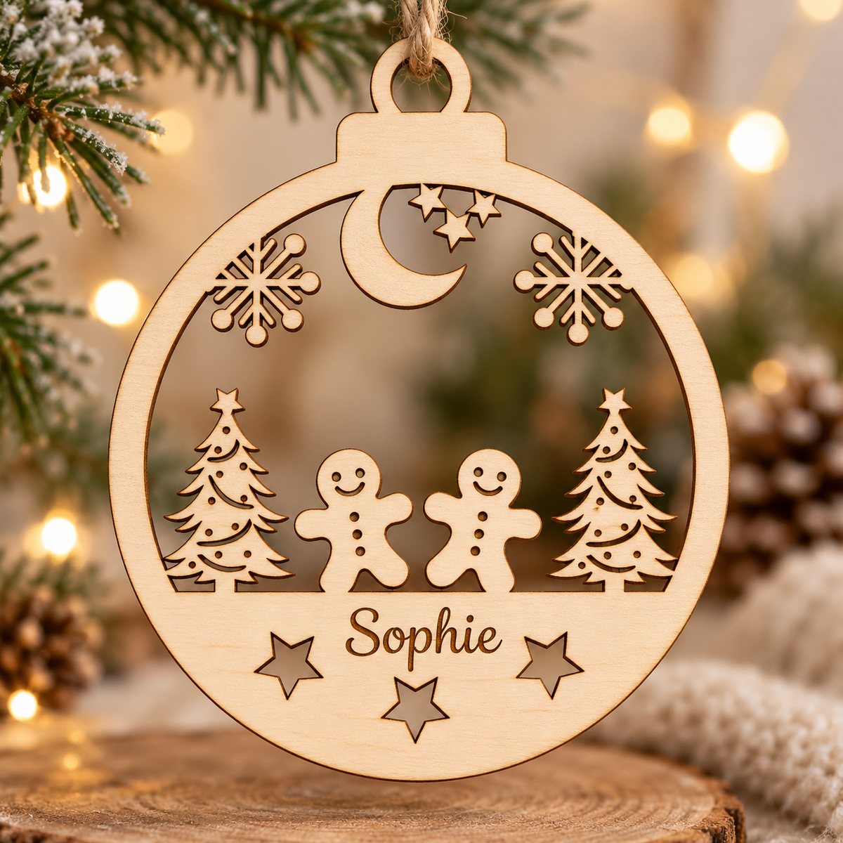 Personalised Gingerbread Pair Christmas Bauble