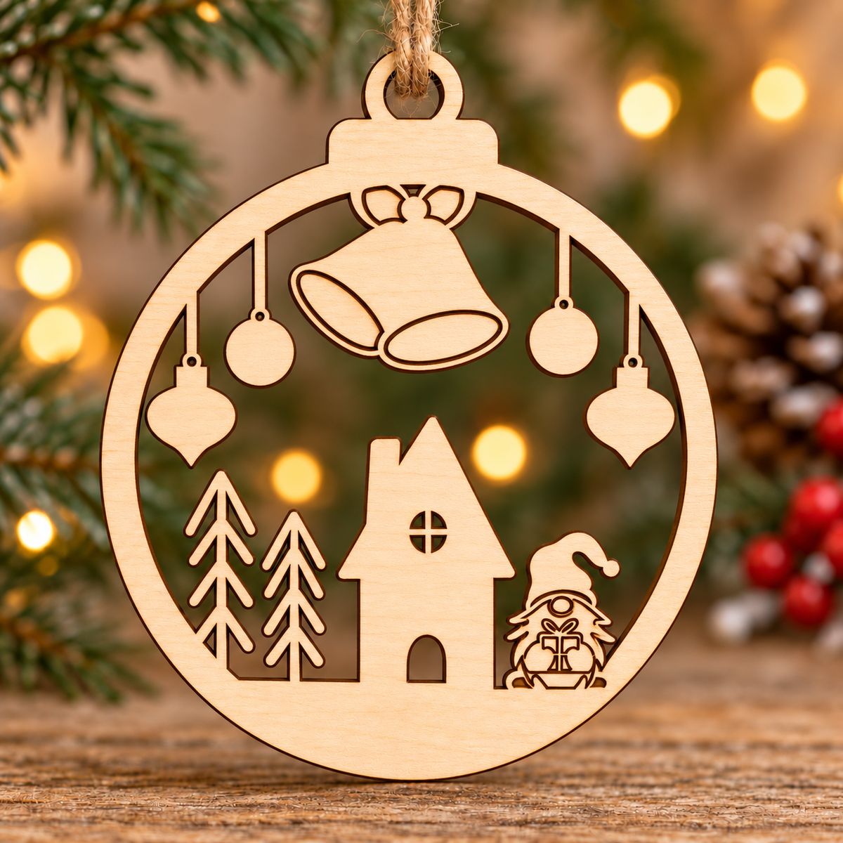Personalised Gnome Christmas Village Bauble