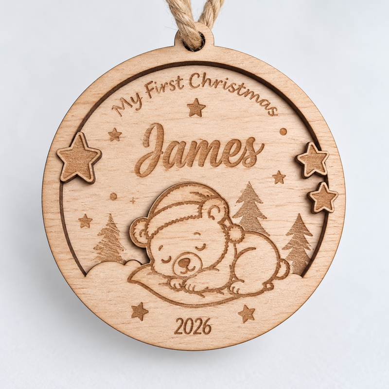 Personalised Hedgehog First Christmas Bauble 2026