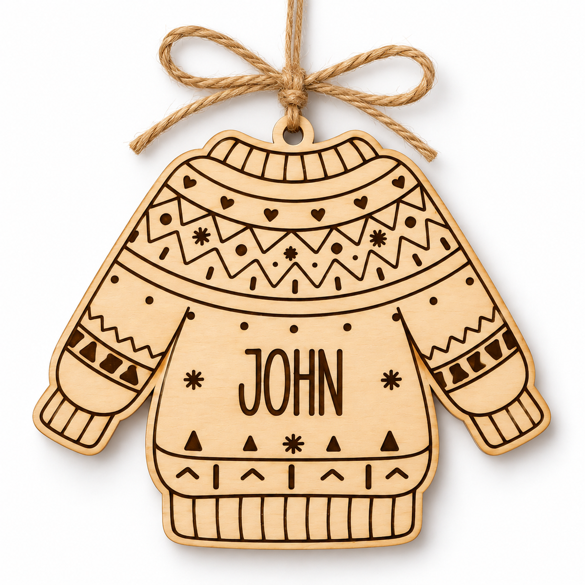 Personalised Nordic Christmas sweater basswood bauble