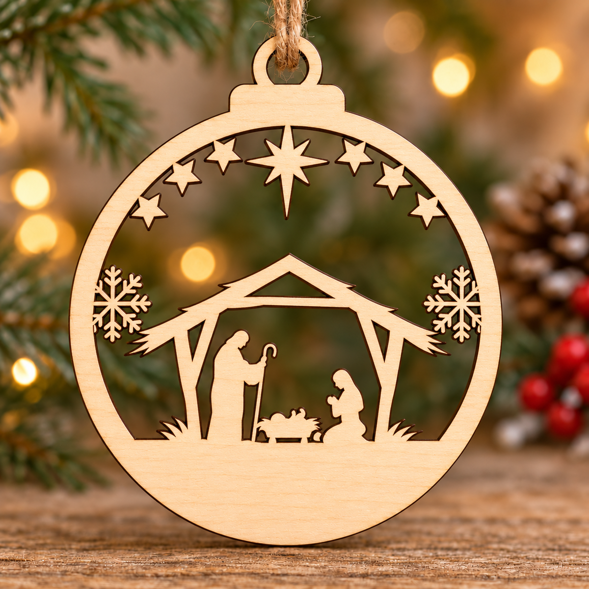 Personalised Nativity Scene Christmas Bauble