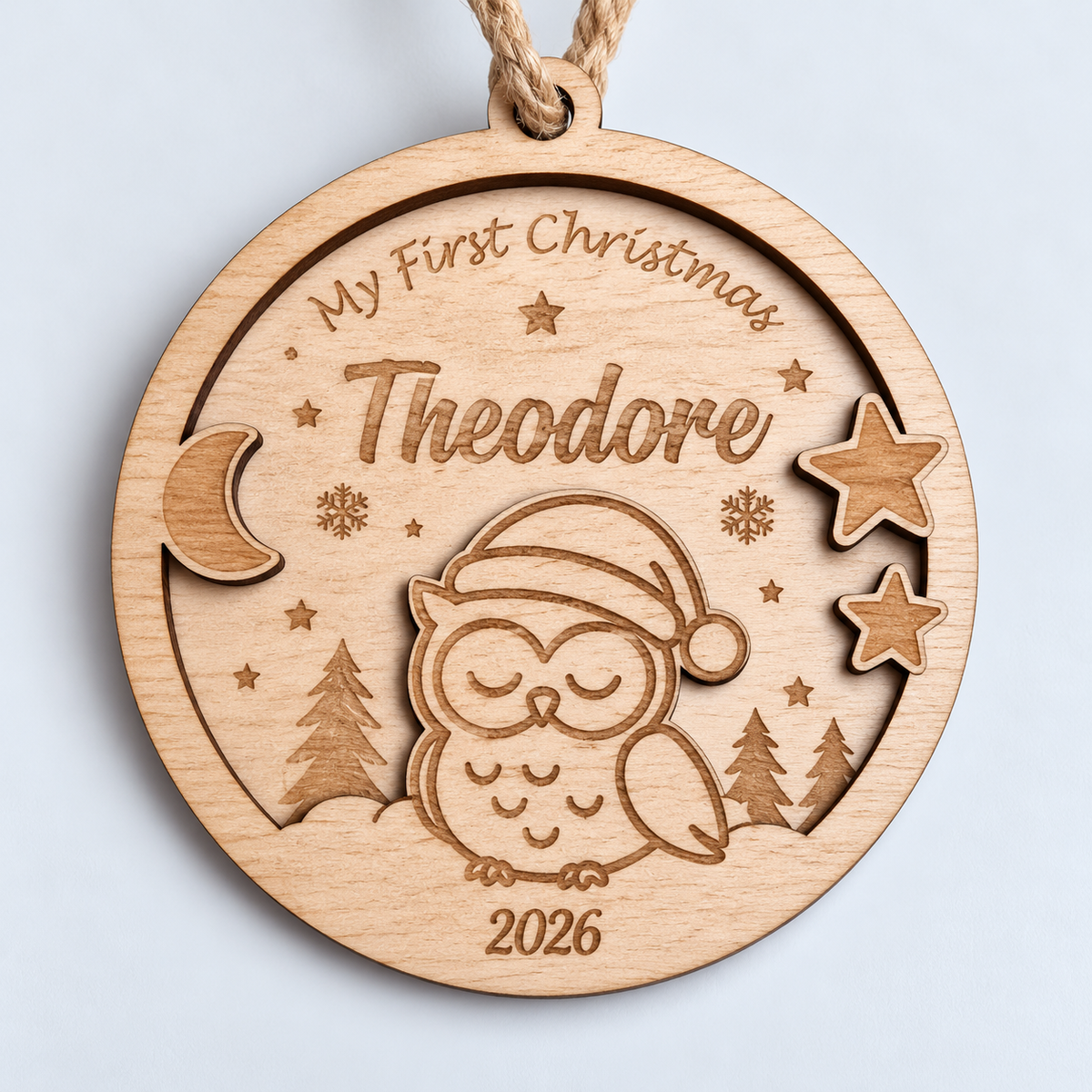 Personalised Owl First Christmas Bauble 2026