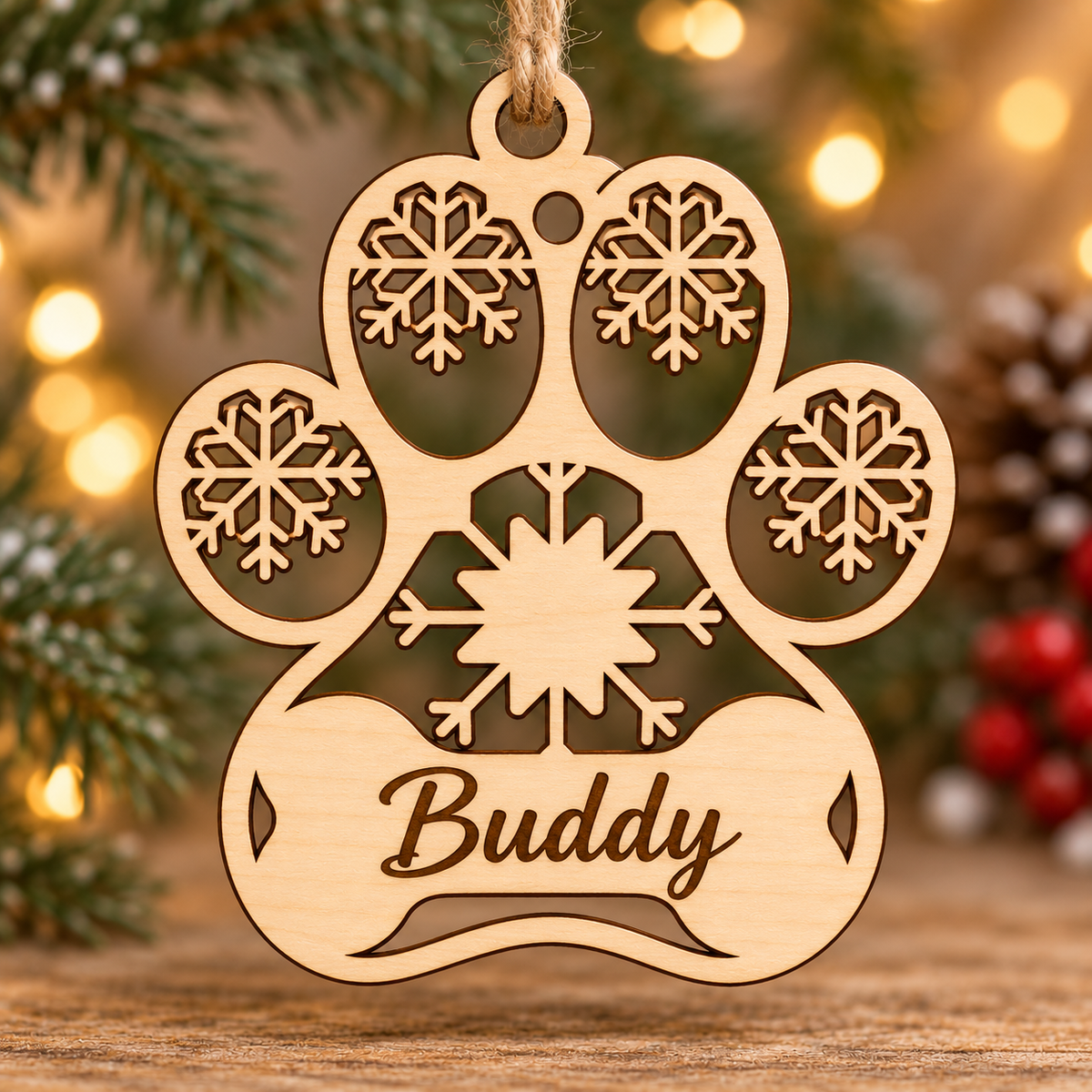 Personalised Paw Print Christmas Bauble