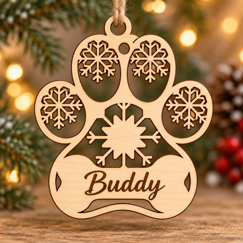Personalised Paw Print Christmas Bauble