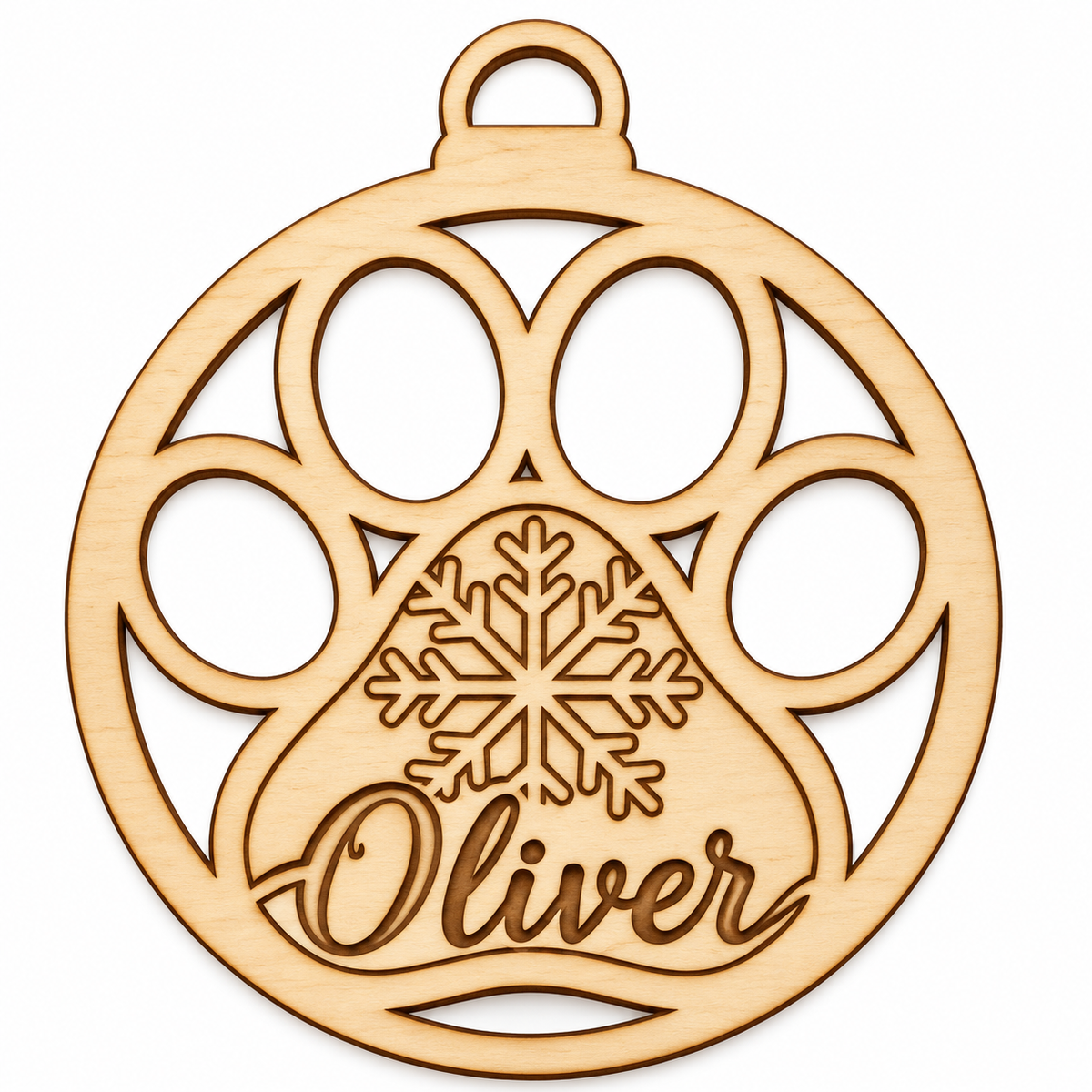Personalised Large Paw Print Snowflake Christmas Bauble