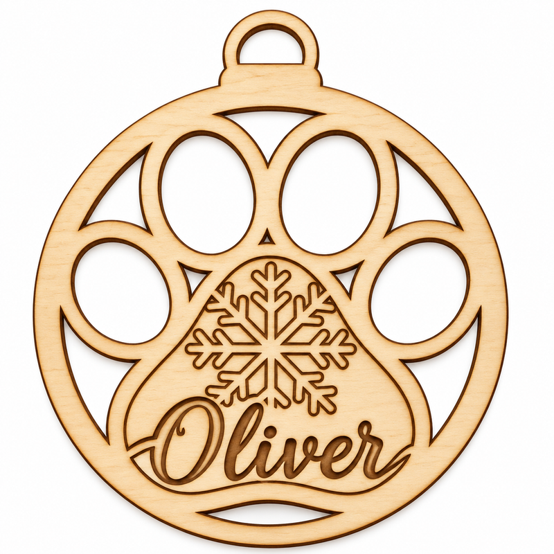 Personalised Large Paw Print Snowflake Christmas Bauble