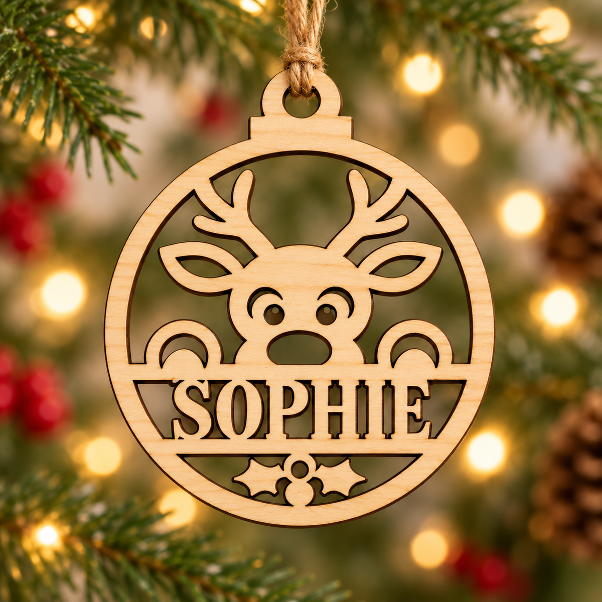 Personalised Reindeer Christmas Bauble
