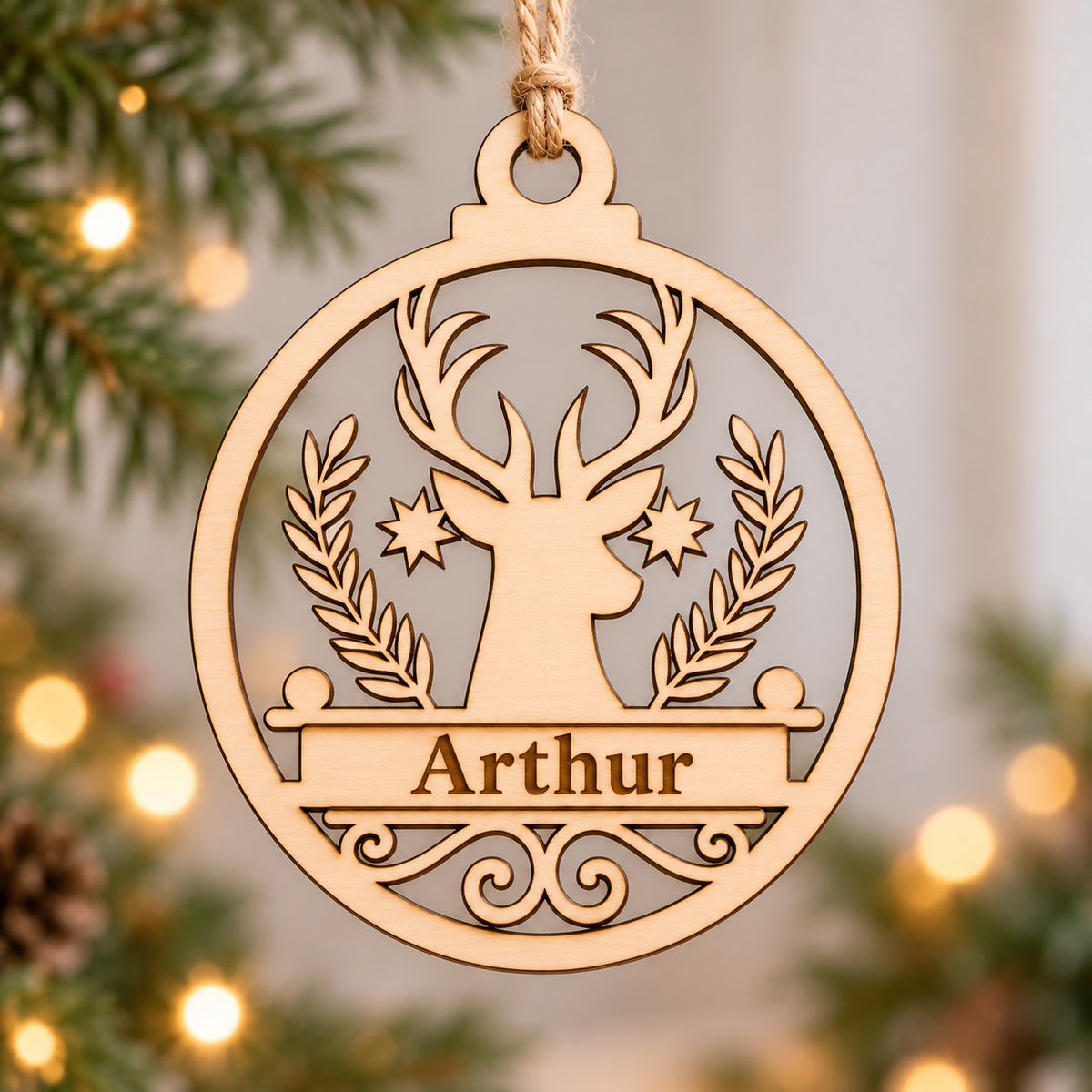Personalised Reindeer Crest Christmas Bauble
