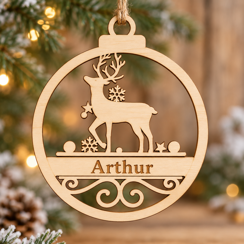 Personalised Reindeer Snowflake Christmas Bauble