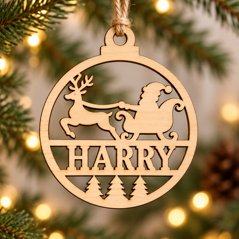 Personalised Santa Sleigh Christmas Bauble