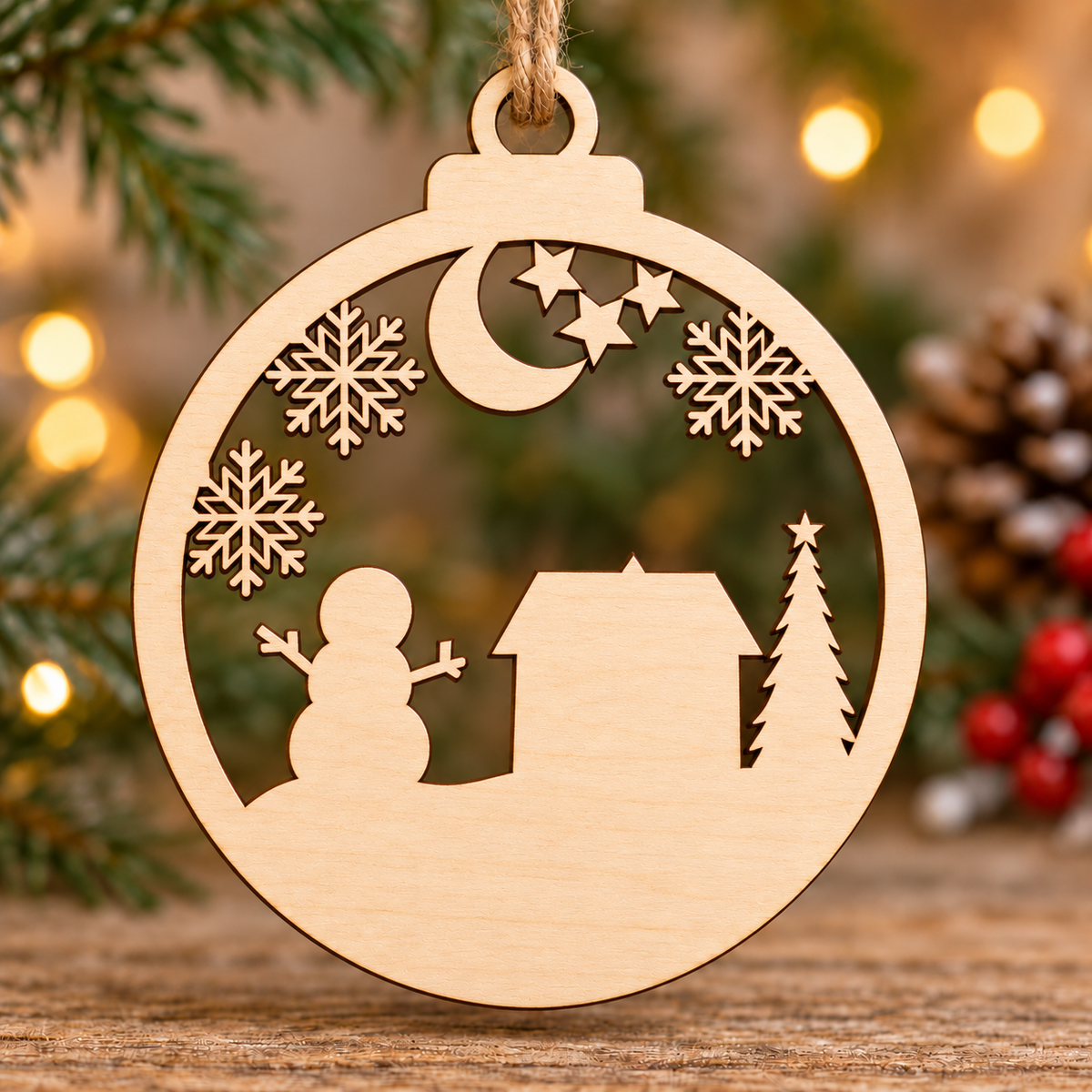 Personalised Snowman Winter Scene Bauble