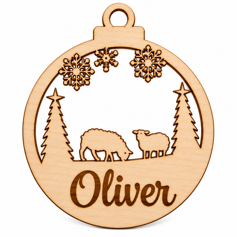 Personalised Snowy Sheep Christmas Bauble
