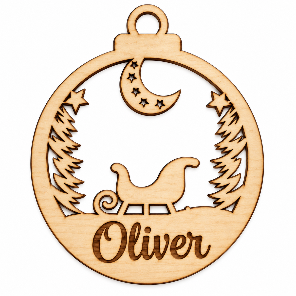 Personalised Winter Night Sleigh Christmas Bauble