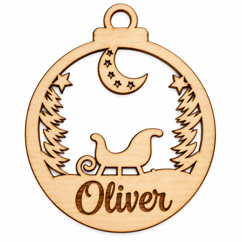 Personalised Winter Night Sleigh Christmas Bauble
