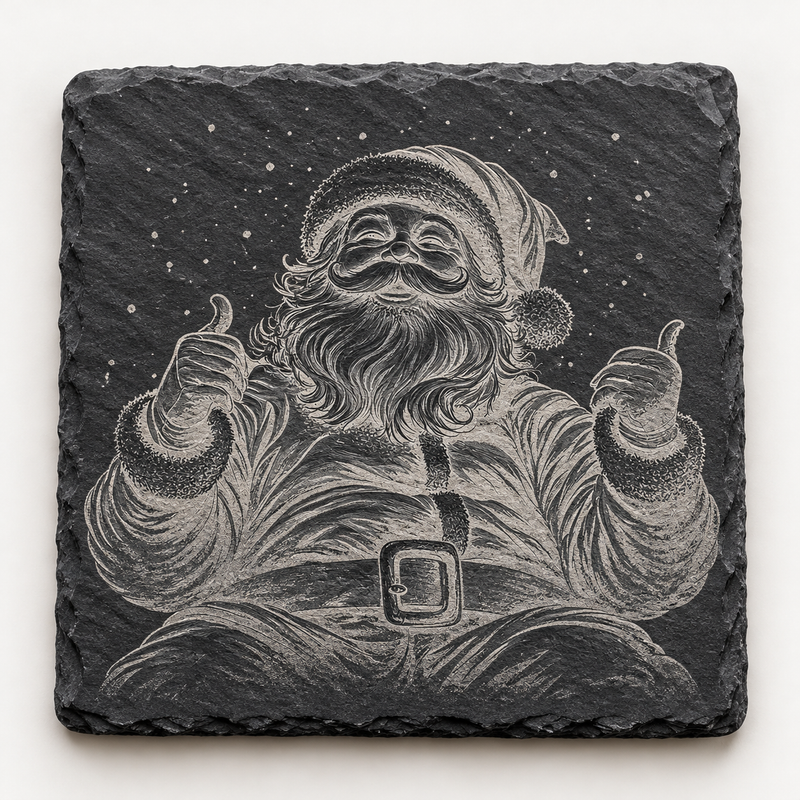 Santa Thumbs Up Christmas Slate Coaster
