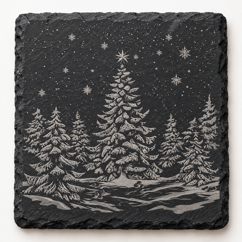 Winter Forest Christmas Slate Coaster